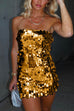 Meridress Strapless Off Shoulder Party Mini Sequin Dress