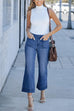 Meridress Patch Pocket Straight Wide Leg Cropped Jeans