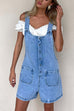 Meridress Button Up Pocketed Denim Romper