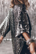 Meridress 3/4 Sleeves Open Front Sequin Shinny Midi Cardigan