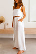 Meridress Square Collar Cami Crop Top Wide Leg Pants Cotton Linen Set