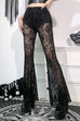 Meridress Elastic Waist Bell Bottomed Mesh Lace Pants