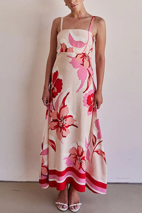 Meridress Empire Waist Floral Print Maxi Cami Dress