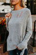 Meridress Crewneck Side Split Ripped Comfy Sweater