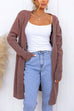 Meridress Open Front Pockets Solid Knitting Midi Cardigan