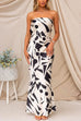 Meridress Geometric Printed Tube Top Maxi Party Dress