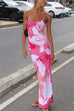 Meridress Spaghetti Strap Floral Print Bodycon Maxi Holiday Dress