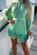 Meridress Mockneck Long Sleeve Waisted Ruffle Chiffon Dress