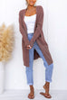 Meridress Open Front Pockets Solid Knitting Midi Cardigan