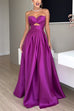 Meridress Strapless Lace-up High Slit Satin Maxi Party Dress