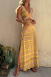 Meridress V Neck Cut Out Side Split Tie Dye Maxi Dress