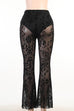 Meridress Elastic Waist Bell Bottomed Mesh Lace Pants