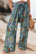 Meridress Drawstring Elastic Waist Wide Leg Floral Print Pants