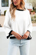 Meridress Crewneck Drop Shoulder Color Block Knit Sweater