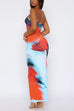 Meridress Spaghetti Strap Imperial Sapphire Print Maxi Dress