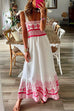 Meridress Smocked Tie Shoulder Printed Ruffle Maxi Cami Dress