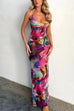 Meridress Halter Open Back Printed Stretchy Maxi Bodycon Dress