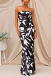 Meridress Geometric Printed Tube Top Maxi Party Dress