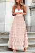 Meridress Ruffle Layered Mesh A-line Long Tulle Skirt