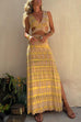 Meridress V Neck Cut Out Side Split Tie Dye Maxi Dress