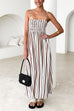 Spaghetti Strap Pocketed Striped Maxi Dress