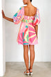 Meridress Puff Sleeves Backlesss Rio Print A-line Mini Dress