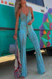 Meridress Lace Up Bell Bottoms Tie Dye Cami Jumpsuit