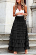 Meridress Ruffle Layered Mesh A-line Long Tulle Skirt