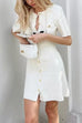 Meridress Short Sleeves Button Down Mini Knit Dress