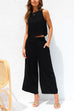 Meridress Buttons Tank Top and Pockets Wide Leg Crop Pants Set