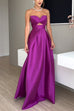 Meridress Strapless Lace-up High Slit Satin Maxi Party Dress