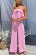 Ruffle Tube Top High Waist Wide Leg Jumpsuit