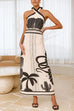 Meridress Palm Canyon Print Criss Cross Halter Maxi Dress