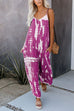 Meridress Scoop Neck Pocketed Tie Dye Wide Leg Cami Jumpsuit