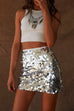 Meridress Elastic Waist Sequin Bodycon Mini Skirt