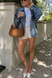 Meridress Vintage Button Down Pocketed Denim Jacket