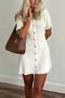 Meridress Short Sleeves Button Down Mini Knit Dress