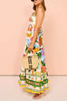 Meridress Spaghetti Strap Tropic Print Swing Maxi Vacation Dress