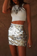 Meridress Elastic Waist Sequin Bodycon Mini Skirt