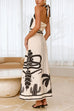 Meridress Palm Canyon Print Criss Cross Halter Maxi Dress