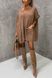 Meridress Oversized V Neck Short Sleeves Pocketed Poncho Sweater