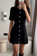 Meridress Short Sleeves Button Down Mini Knit Dress