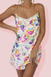 Meridress Chain Strap Backless Sequin Floral Mini Cami Dress