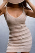 Meridress V Neck Cable Knit Bodycon Mini Cami Dress