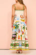 Meridress Spaghetti Strap Tropic Print Swing Maxi Vacation Dress