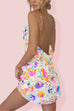 Meridress Chain Strap Backless Sequin Floral Mini Cami Dress