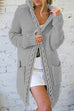 Meridress Open Front Ribbed Knitting Hoodied Sweater Outwear