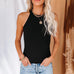 Meridress Solid Ribbed Knit Slim Fit Tank Top