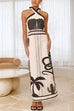 Meridress Palm Canyon Print Criss Cross Halter Maxi Dress