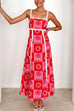 Meridress Ric Rac Trim Bow Back Palm Soleil Print Maxi Cami Dress